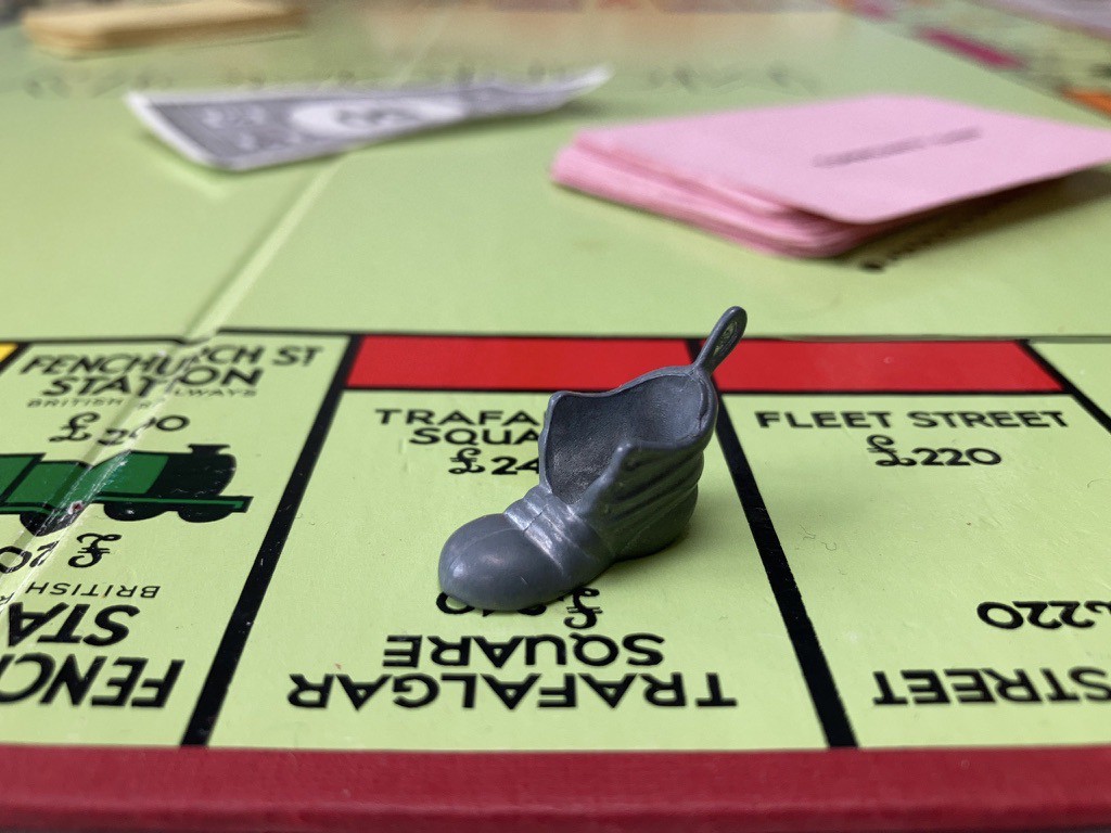 Monopoly board game with boot